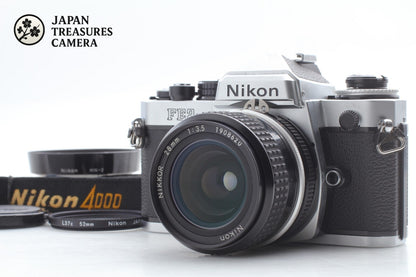 *N MINT+++* Nikon FE2 Silver SLR 35mm Film Camera Ai 28mm f/3.5 Lens From JAPAN