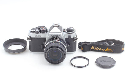 *N MINT+++* Nikon FE2 Silver SLR 35mm Film Camera Ai 28mm f/3.5 Lens From JAPAN