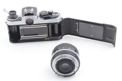 *N MINT+++* Nikon FE2 Silver SLR 35mm Film Camera Ai 28mm f/3.5 Lens From JAPAN