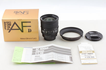 *Almost Unused Box w/Hood* Nikon AF Nikkor 28mm F1.4D Wide Angle Lens From JAPAN