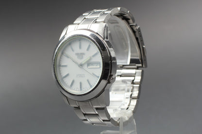 Vintage Seiko 5 7S26-02W0 39mm White Dial Day-Date Automatic Mens Watch JAPAN