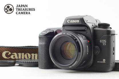 *Top MINT w/Strap* Canon EOS-55 35mm Film Camera EF 50mm F1.8 II Lens From JAPAN