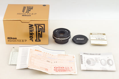 *Unused in Box* Nikon Ai-s Nikkor 45mm F2.8 P Black Pancake MF Lens From JAPAN