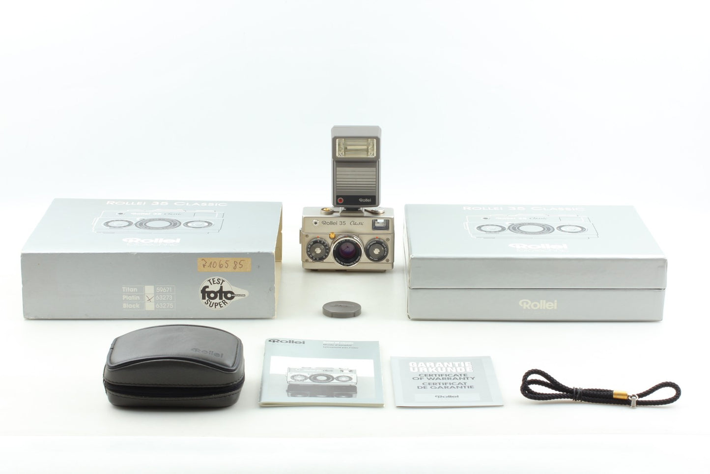 Super Rare!! *Almost Unused Box* Rollei 35 Classic Platin Film Camera From JAPAN