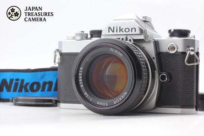 All Works *N MINT* Nikon FM Silver 35mm Film Camera Ai 50mm F1.4 Lens From JAPAN