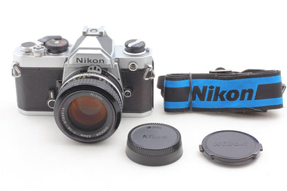All Works *N MINT* Nikon FM Silver 35mm Film Camera Ai 50mm F1.4 Lens From JAPAN