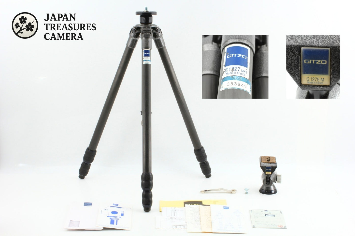 *N MINT* GITZO G1227MK2 Carbon Fiber Tripod + G1275M Off Center Ball Head JAPAN