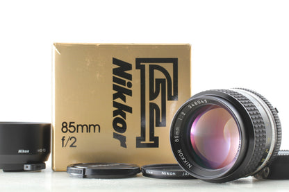 *Almost Unused in Box w/Hood* Nikon Ai-s Nikkor 85mm F2 Portrait Lens From JAPAN