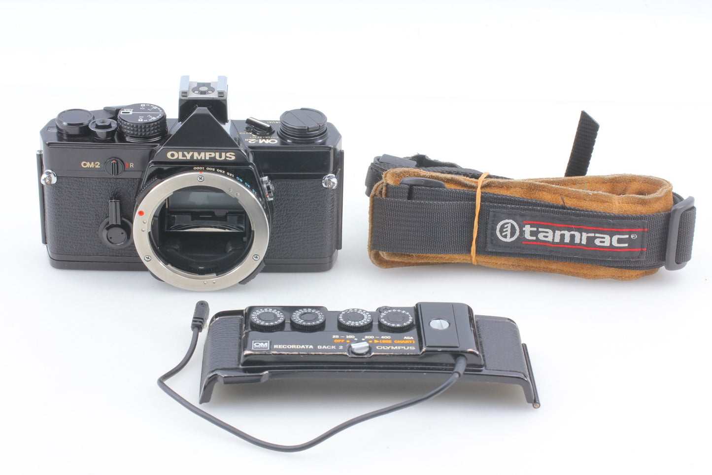 *N MINT w/ Recordata Back 2* Olympus OM-2 Black SLR 35mm Film Camera From JAPAN