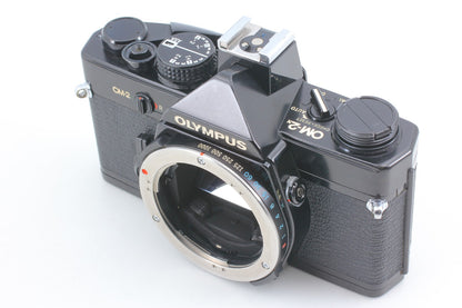 *N MINT w/ Recordata Back 2* Olympus OM-2 Black SLR 35mm Film Camera From JAPAN