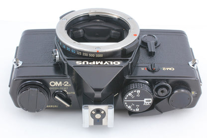 *N MINT w/ Recordata Back 2* Olympus OM-2 Black SLR 35mm Film Camera From JAPAN