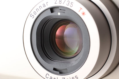 Double Teeth *MINT* CONTAX T3 Titan Silver Point & Shoot Film Camera From JAPAN