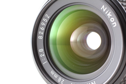 SIC S/N 826xxx *Top MINT w/Hood* Nikon Ai-s 28mm f2.8 Wide Angle Lens From JAPAN