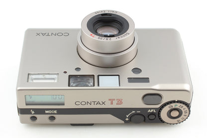 Double Teeth *MINT w/Case* CONTAX T3 Silver Point & Shoot Film Camera From JAPAN