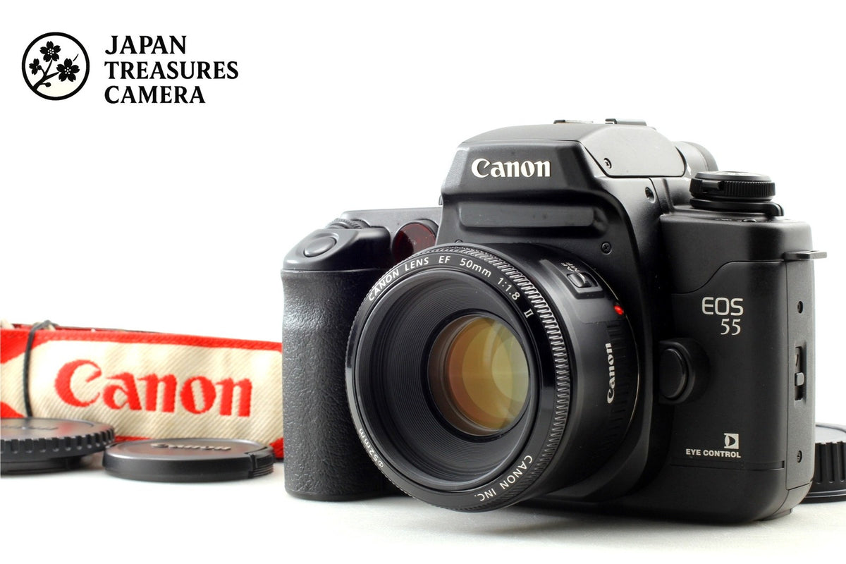 *Top MINT w/Strap* Canon EOS-55 35mm Film Camera EF 50mm F1.8 II Lens From JAPAN