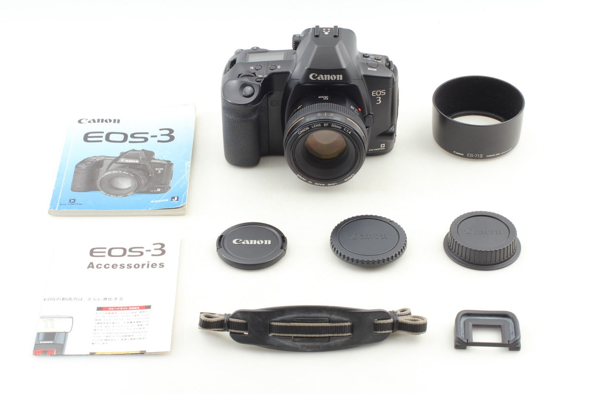*N MINT+++ w/Hood* Canon EOS-3 SLR 35mm Film Camera EF 50mm F1.4 Lens From JAPAN