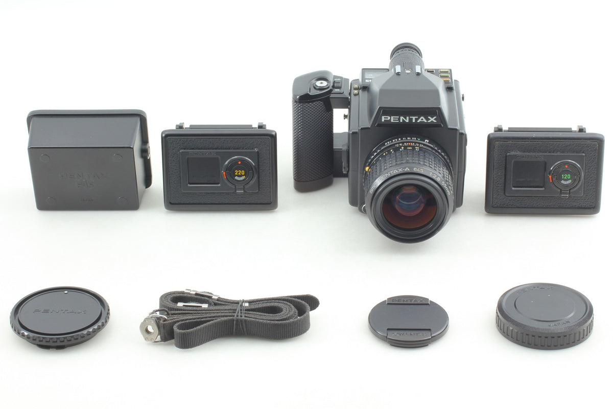 *N MINT+++* PENTAX 645 Camera SMC A 55mm F2.8 Lens 120 220 Film Back From JAPAN