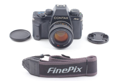 *N MINT+++* CONTAX Aria 35mm Film Camera Planar 50mm F1.4 T* AEJ Lens From JAPAN