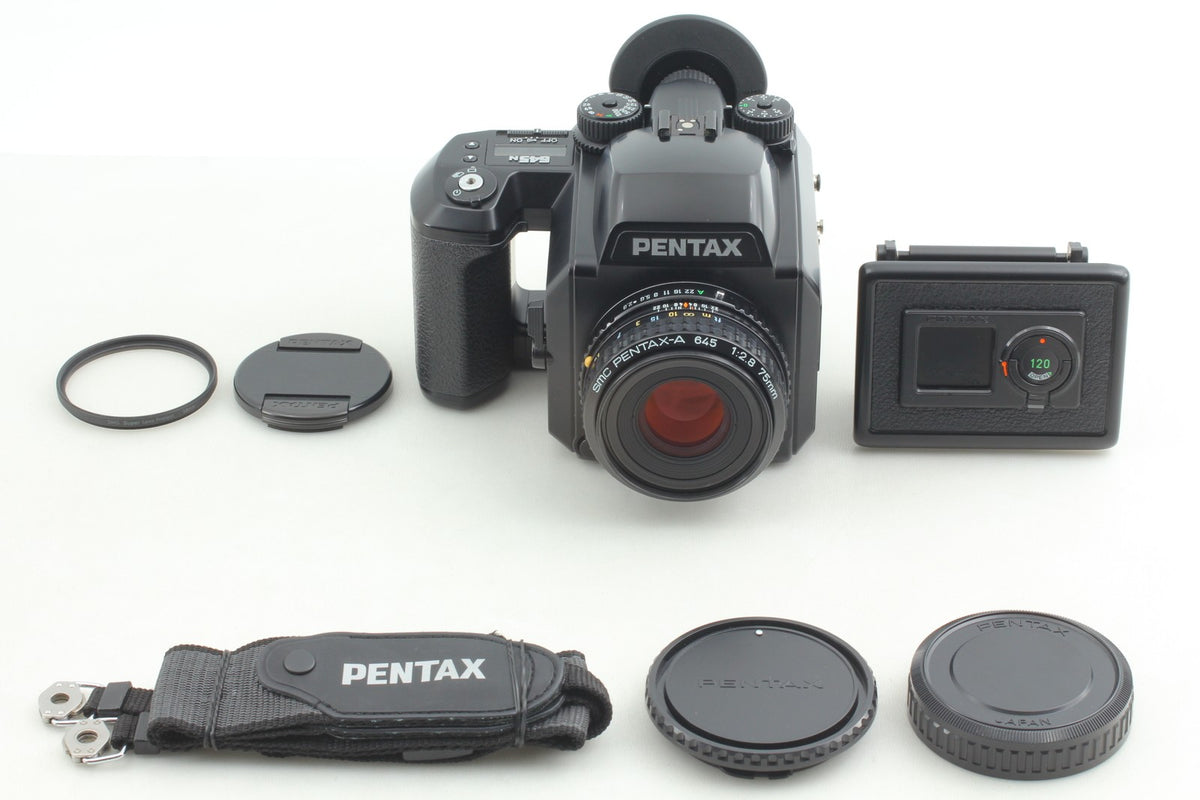 MINT+++ /Strap* PENTAX 645N Camera SMC A 75mm F2.8 Lens 120 Film Back From JAPAN