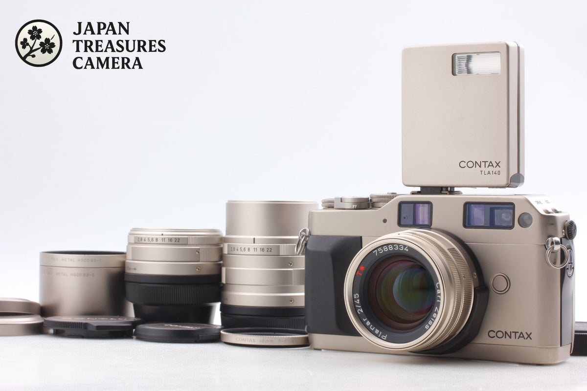 3Lens Green Label *MINT* Contax G1 Film Camera 28mm 45mm 90mm TLA140 Flash JAPAN