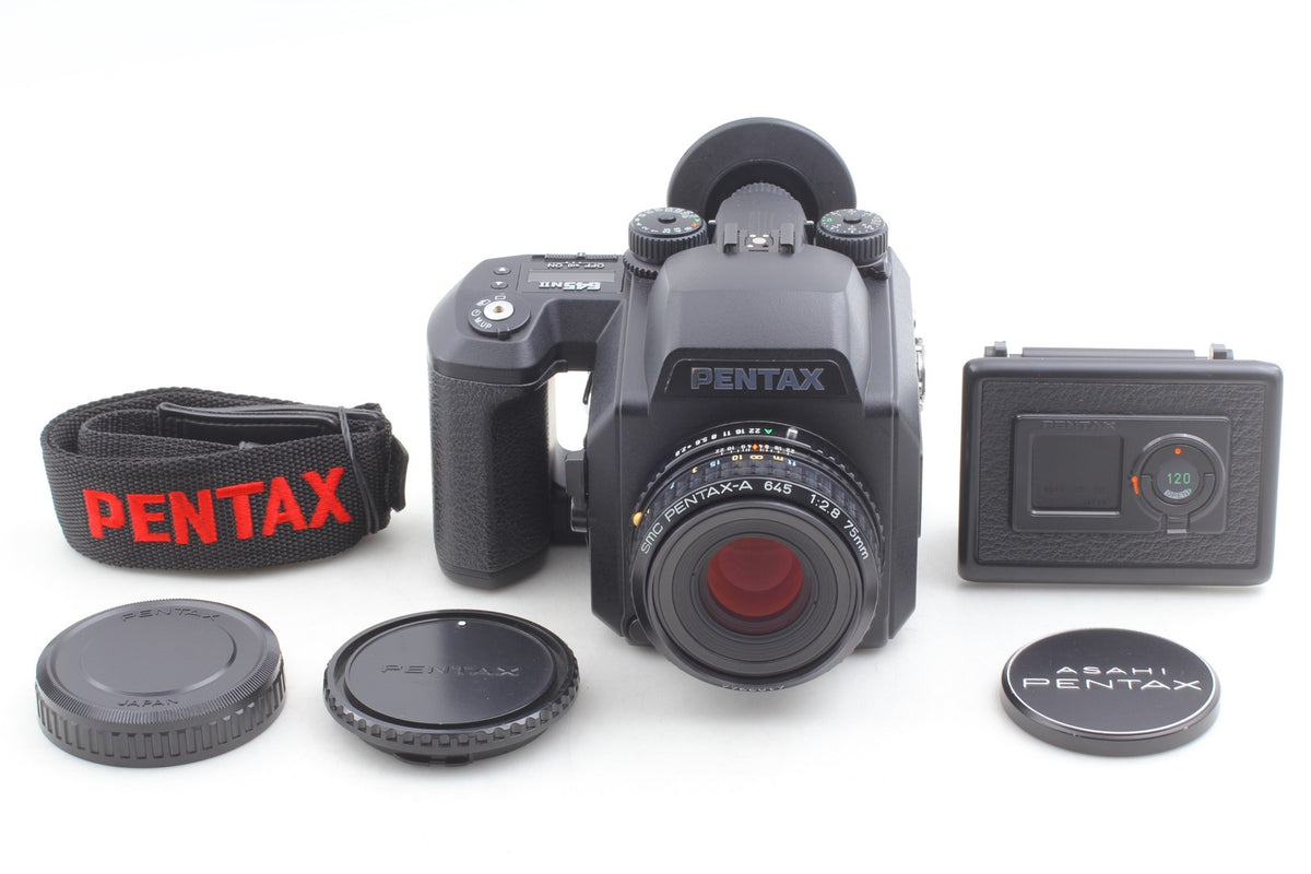 Top MINT PENTAX 645NII N II Camera SMC A 75mm F2.8 Lens 120 Film Back From JAPAN